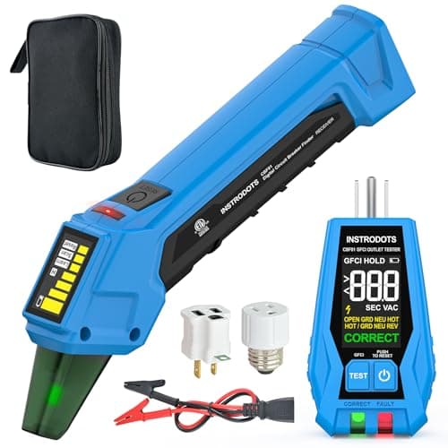 INSTRODOTS Circuit Breaker Finder Tool with Accessories, 90-135V AC Digital Breaker Finder with Integrated GFCI Outlet Tester, Circuit Tracer with Buzzer Alarm & Color Display, Includes Carrying Case - Image 1