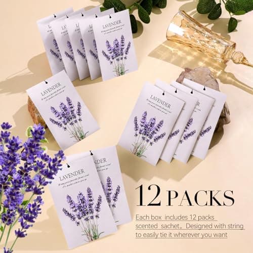 HOMELLAX Lavender Scented Sachet Bags - 12 Pack Drawer & Closet Freshener, Long Lasting Odor Eliminator for Wardrobes, Cars & Storage, Home Fragrance Air Freshener Sachets - Thumbnail 3