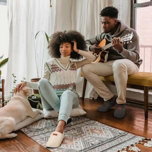 ATHMILE House Slippers for Women Men Indoor Barefoot Slippers Socks Furry Slip on House Shoes Cozy Comfy for Home Bedroom Travel Yoga Women 6.5-7.5 Beige Leopard - Thumbnail 2