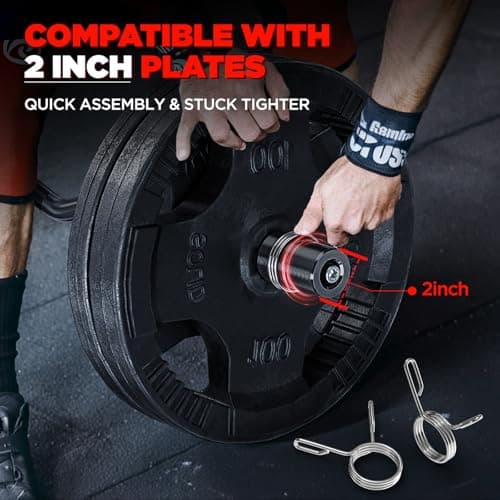 TEEMOO Olympic EZ Curl Barbell Bar, 47" Curl Bar with 2 Spring Collars, Curling bar for Weight Lifting, Squat, Hip Thrusts, Biceps, 500lb Weight Capacity, E-Coat Finish for 2 inch Weight Plates (Black) - Thumbnail 5