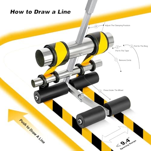 TuToing Court Line Tape Machine, Hand Push Type Parking Lot Line Striping Machine, Basketball Court Marking Kit with Drawing Circle, Width Adjustable for Asphalt Or Concrete, Driveway, Road Warning - Thumbnail 5