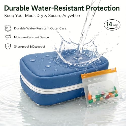 NeLiangIA Royal Blue Weekly Pill Organizer, Waterproof Travel Medicine Organizer with 7 Color Pouches, Pastilleros para Medicamentos, Portable Travel Pill Organizer for Daily & Trip Use - Thumbnail 4