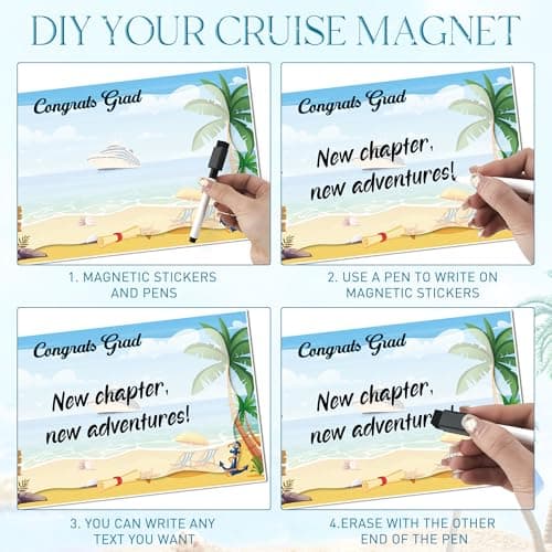 Graduation Cruise Door Decorations Magnetic, 7 Pcs Summer Beach Large Ship Nautical Congrats Grad Cruise Magnets, Magnetic Door Signs for Ship Cabin Decor, with 3 Pcs Pen - Thumbnail 4