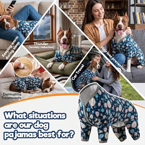 LovinPet Giant Dog Pajamas, Jellyfish and Starfish Deep Sea Print, Clothes for Dogs, Lightweight Pullover Large Puppy Pajamas, Large Breed Full Coverage Dog Jammies, Pet PJ's, 3XL - Thumbnail 5