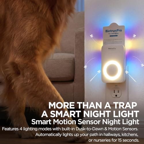 Flying Insect Traps+5 Refill Cartridges, 2026 2nd Gen, UV/Blue/Yellow Light Plug in Fly Trap & Indoor Bug Catcher for Gnats, No-Mess Bug Zapper, House & Fruit Flies, 7 * 24hrs Pest Control - Thumbnail 5