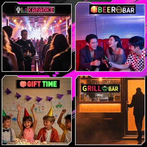 Large Programmable P5 Resolution LED Sign, Indoor Window LED Signs, Bluetooth App, for Business Bars Gaming Rooms Restaurants Festivals (37"x 8") - Thumbnail 2
