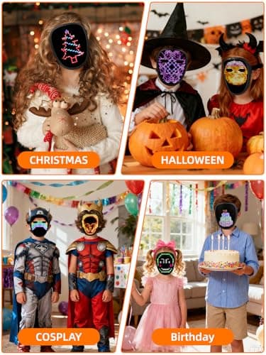 Gelrova LED Mask with 698 LEDs, Gesture Sensing Light Up Mask with 70 Patterns, Comfortable Silicore for Party, Halloween, Cosplay (Small- Manual Control) - Thumbnail 5