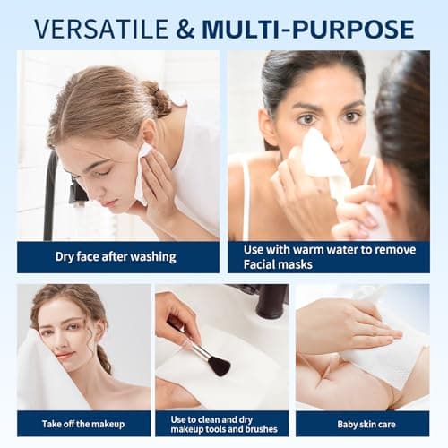 Celitina Towels XL, 100% Biobased Face Towel, Disposable Face Towelette, Thick Face Towel for Sensitive Skin, Makeup Remover Dry Wipes, Ultra Soft, Gentle Facial Cleansing Cloths1 Pack, 50 Ct - Thumbnail 3