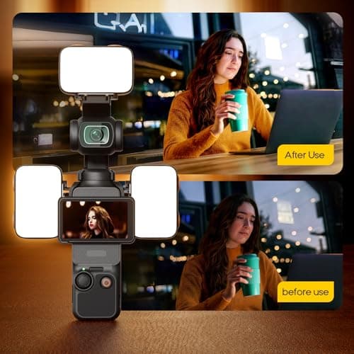 LED Fill Light for DJI OSMO Pocket 3, 800mAh Rechargeable Auxiliary LED Lighting with 6500K 3 Color Temperature and Levels Adjustable, DJI Pocket 3 Accessories Fill Light for Vlog Video Recording - Thumbnail 3
