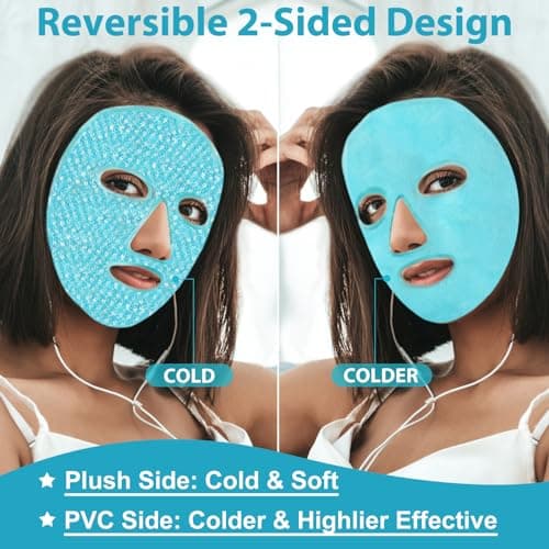 BeeVines Ice Face Mask, Cooling Gel Pack for Puffy Eyes, Cold & Hot Reusable Compress, Frozen Eye Packs Masks for Women for Dark Circles, Puffiness & Allergies (One Pack Blue) - Thumbnail 5
