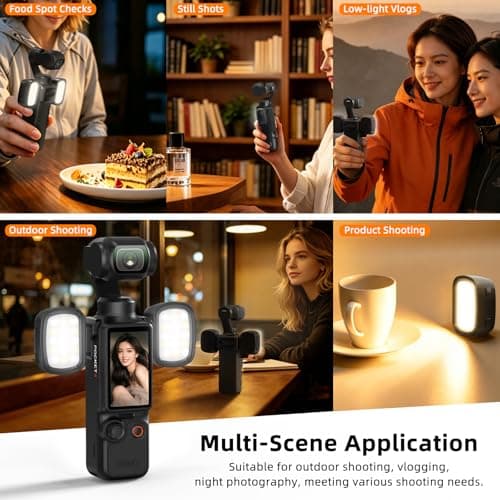 BRDRC 2PCS Pocket 3/4 Magnetic Auxiliary Light, USB C Rechargeable Mini LED Fill Light Attachment, 3 Color Mode & 3-Level Adjustable Brightness for DJI Osmo Pocket 3/4 & Xtra Muse Accessories - Thumbnail 5