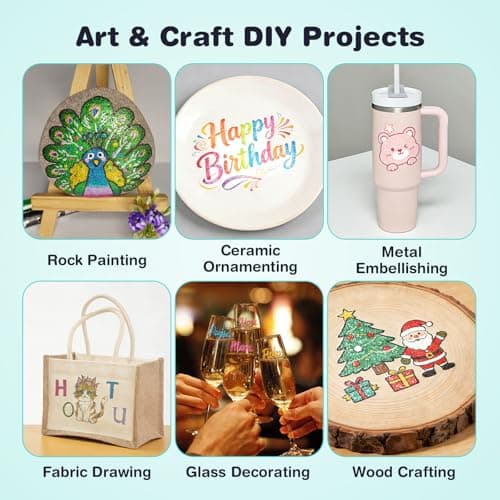 HOTU Glitter Markers Pens, 18 Colors Glitter Gel Pens 0.7mm Extral Fine Tip Paint Marker For Rock Painting,Scrapbooking, DIY Craft, Making Cards, Journaling, Doodling, Projects,Nail Art - Thumbnail 4