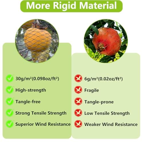 10x10ft Bird Netting for Chicken Coop Poultry Netting 1/2 inch Mesh Heavy Duty Chicken Coop Cover Netting Roof Hawk Proof Bird Netting for Garden Protection Fruit Tree Netting Against Squirrels Deer - Thumbnail 2