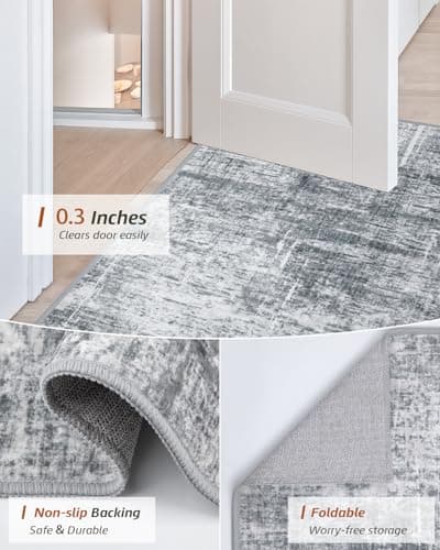 MINIDEAR 5x7 Area Rugs for Living Room, Dining Room Rugs, Washable Rugs for Bedroom Non Slip Modern Rug Carpet Mat for Home, Gray - Thumbnail 6