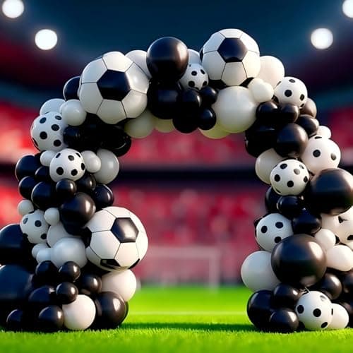 Soccer Party Decorations, Soccer Balloon Garland Arch Kit, Black White Football Print Balloons with Soccer Foil Balloons for Sports Fan Birthday Soccer Theme Party Decorations - Image 1