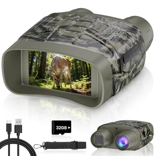 TELUHA Night Vision Goggles for Adults, 4K Night Vision Binoculars with 5000mAh Rechargeable Battery and 32GB TF Card for Hunting, Wildlife Observation and Security