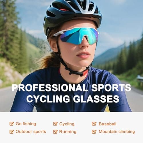 suoso Polarized Sports Sunglasses for Men: Women UV Protection youth Cycling Running Baseball Sun Glasses Softball Goggles Blue - Thumbnail 6
