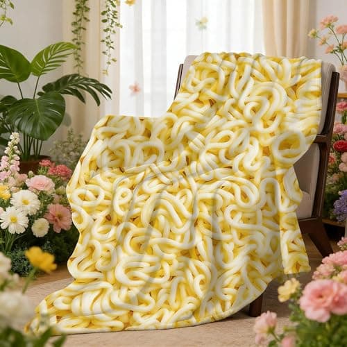 Sofevaim Ramen Noodles Blanket Realistic Food Blanket, Funny Birthday Gifts for Kids, Funny Throw Blanket for Couch Sofa Bed, Food Ramen Gifts 60" X 50" - Thumbnail 5