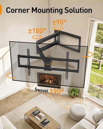 Perlegear Long Arm Full Motion TV Wall Mount for 42–97 Inch TVs up to 150 lbs, Pre-Assembled TV Mount with Full Swivel, Tilt and Extension, Fits 8″/12″/16″/24″ Wood Studs, Max VESA 800x400mm, PGXLF02 - Thumbnail 6