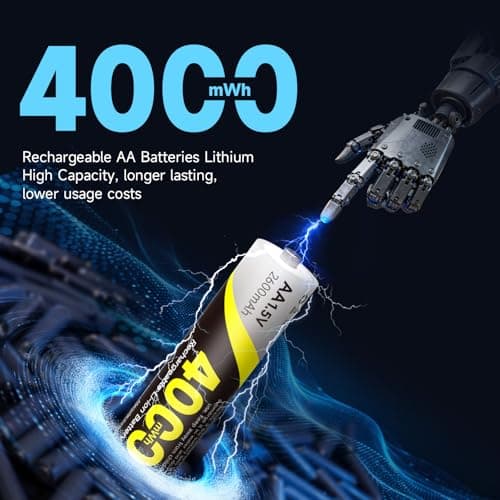 Newsellpo Rechargeable AA Lithium Batteries 8 Pack with Charger, 1.5V 4000mWh High Capacity Li-ion Double A Battery 2000 Cycle Long-Lasting Multiple Charging Protections Blink Batteries - Thumbnail 2
