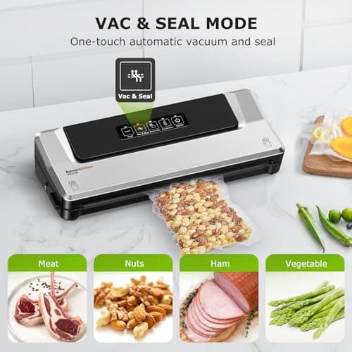 Bonsenkitchen Vacuum Sealer Machine | Compact Food Sealer for Kitchen Storage & Meal Prep | Multiple Modes​​ | External Vacuum System | 5 Bags, Silver​​ - Thumbnail 4