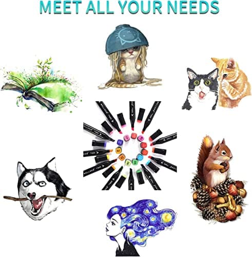 WELLOKB Alcohol Markers, 80 Colors Dual Brush Tip Permanent Art Markers, Coloring Marker, for Book Painting Card Making, Christmas gift for Adults Artists - Thumbnail 6