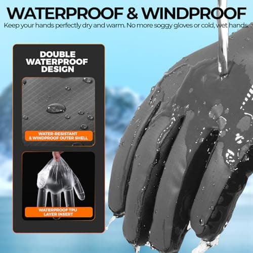 rivmount Winter Gloves 3M Warm Cold Weather Ski Snow for Men Women, Thermal Waterproof Touchscreen Windproof, Suitable for Running, Driving, Cycling, Hiking, Outdoor Sports, Daily Work - Thumbnail 3