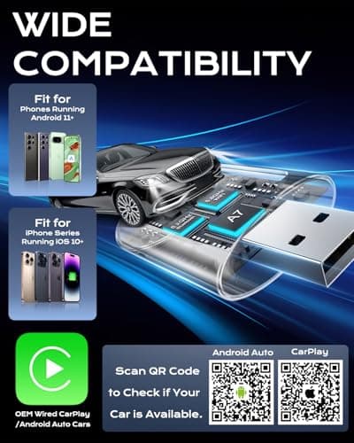AuroraLink Wireless Carplay & Android Auto Adapter 2-in-1 Stable & No Delay Carplay Wireless Adapter Convert Wired to Wireless Car Play Dongle for iOS 10+/Android 11+ - Thumbnail 6