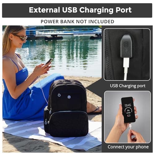 Swissdigital Design Backpack for Women, 15.6 inch Laptop College Black Medium Simple Modern Backpacks for School with USB Charging Port for Womens Girls | SD1711-01 - Thumbnail 2