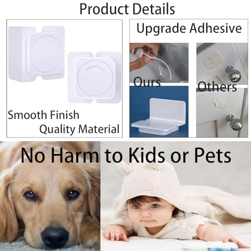 Bstsilver Corner & Flat Drawer Locks Baby Proofing, Refrigerator Lock Child Safety for Filing Cabinets Door Edges Oven Cupboard Kitchen Room, Fridge Latches Petproof for Toddler Cat, Upgarde Adhesive - Thumbnail 6