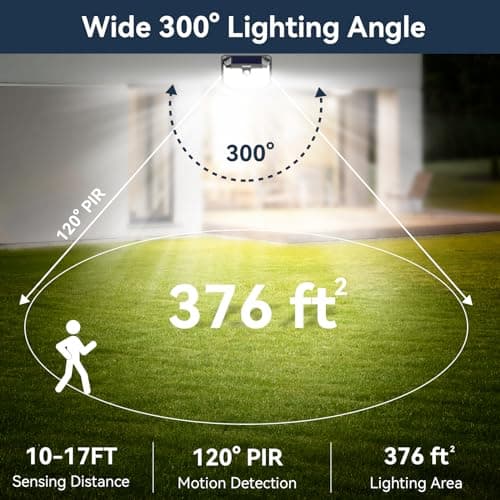 TECKNET 231 LED Solar Motion Lights Outdoor Waterproof, 6 Pack 300° Angle & 3 Lighting Modes PIR Motion Sensor Security Solar Wall Lights IP65 for Fence Front Door Yard Deck Garden Garage - Thumbnail 3