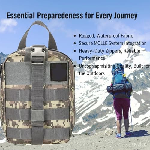 Tactical IFAK Trauma First Aid Kit - Molle Pouch Emergency Survival Kit with Vented Chest Seal, Israeli Bandage, Splint, Thermal Blanket & Gloves for Military, Car, Travel, Hiking, Camping & Outdoor - Thumbnail 6