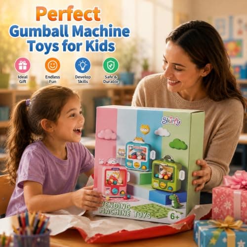 Skirfy Gumball Machine for Kids with 10 Empty Eggs Capsule Vending Machine Erasers Operated Gumball Prize Machine Maker Game Claws Machine Game Sensory Toys Dolls Gifts（Blue） - Thumbnail 6