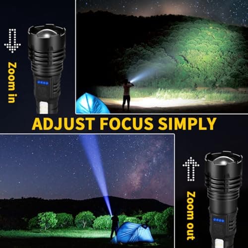 ZioeYiue Rechargeable Flashlights High Lumens, 7Mode Super Bright Flashlight Powerful, Adjustable Tactical Flash Light High Powered, LED Flashlights for Home Emergency Hunting Camping Essentials Gear - Thumbnail 3