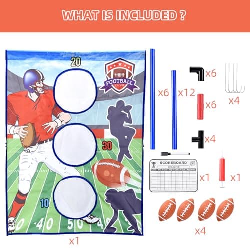 Jahenway Football Toss Game Set with 4 Inflatable Balls – Football Throwing Target Toy for Kids Ages 8-12, Indoor & Outdoor Sports Activity for Boys and Girls Ages 3+ - Thumbnail 6