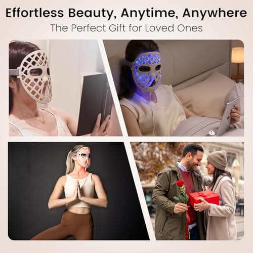 Avorla LED Face Mask Light Therapy, 4 Modes Portable Red Light Therapy Infrared Light for Face with 2600mAh Rechargeable, IP67 Washable, 216 LEDs for glow skin at Home - Thumbnail 4
