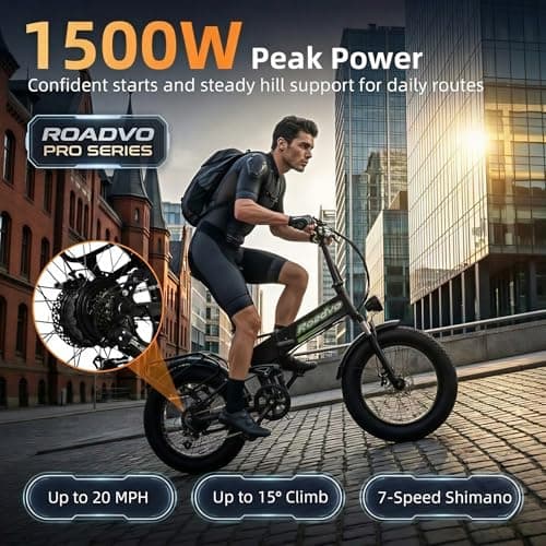Roadvo 20x4.0 Fat Tire Electric Bike for Adults Commute - Thumbnail 4