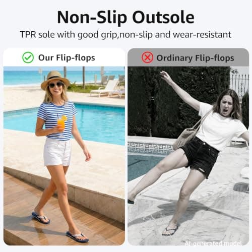 STEP QUEEN Flip Flops Arch Support for Women Orthotic Orthopedic Summer Beach Plantar Fasciitis Flip-Flop Yoga Mat Sole Lightweight Comfortable Walking Thong Sandals Blue Size 6 - Thumbnail 5
