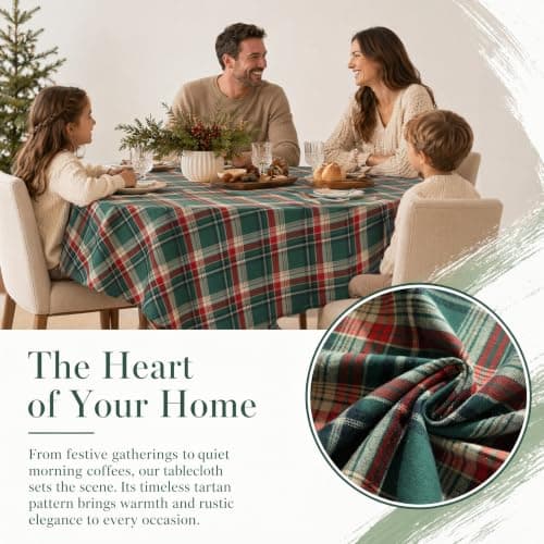 UWWGKK 55x102 Inch Plaid Tablecloth Rectangle Woven Checkered Table Cover - Thumbnail 4