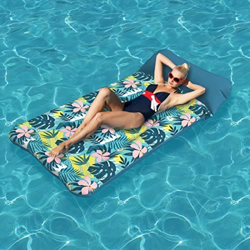 HomeKaren Oversized Pool Float Lounge Fabric-Covered 73" x 39", Inflatable Tanning Pool floaties for Adults, Pool Raft Lounger and Pool rafts & Inflatable Ride-ons for Pool Party, sea, Beach, Lake - Thumbnail 4