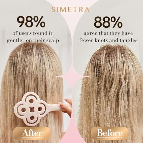 Simetra Detangler Hair Brush for Woman and Men, Original Detangling Brush for Curly Hair/Fine &Thick/Wet & Dry Hair, Flexible Bristles Hairbrush - Natural Crystal Inlay & 14K Gold Plating - Thumbnail 6