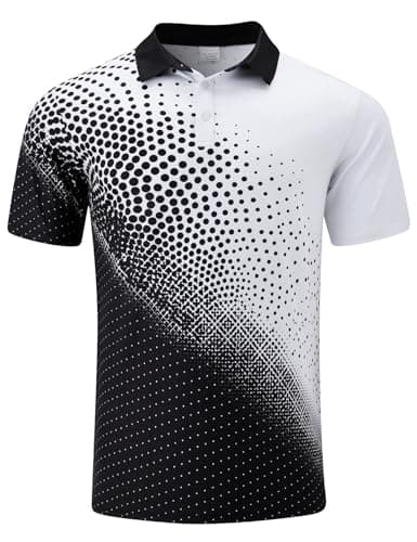 Seadodo Golf Shirts for Men Short Sleeve Dry Fit Moisture Wicking Performance Print Polo Shirt for Tennis Hiking Camping Black White XL - Image 1