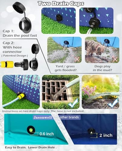 Jasonwell Foldable Dog Kiddie Pool - Hard Plastic Kids Paddling Pool Toddler Baby Swimming Pools for Backyard Collapsible Whelping Box Pet Doggie Cats Wading Pools Bathtub for Puppy Large Dogs 48In,G - Thumbnail 4