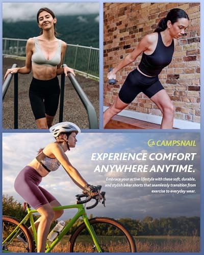 CAMPSNAIL 4 Pack Biker Shorts for Women High Waist - 5"/8" Tummy Control Soft Athletic Yoga Workout Running Gym Shorts - Thumbnail 2