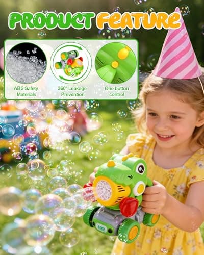 Dinosaur Bubble Lawn Mower for Toddlers, Rechargeable Automatic Bubble Blower with Lights,Handheld and Push 2 in1 Bubble Blower for Kid, Perfect for Party Favors and Activities for Girls and Boys - Thumbnail 5