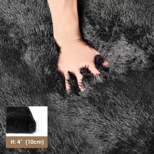 EHEYCIGA Fluffy XXL Dog Crate Pad, Plush Faux Fur Dog Bed for Extra Large Dogs, Calming Anti Anxiety XXL Bed, Washable Soft Warm Crate Mat with Non-Slip Bottom, Black - Thumbnail 5