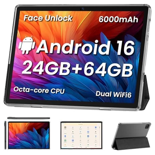 COLORROOM Android16 Tablet,10inch Tablets, Octa Core CPU, 24GB+64GB+512GB Expansion, 6000mAh Battery+18W Fast Charging, Dual WiFi, Dual Cameras,Widevine L1 Google Kids Space, Black - Image 1