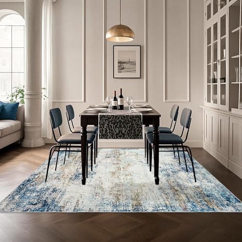 Ruicharm Washable 8x10 Area Rug: Blue Rugs for Living Room Dining Room Bedroom Office Indoor - Non-Slip Modern Large Carpet Home Decor - Mottled Blue - Thumbnail 6