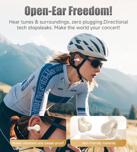 King Lucky i21 Open Ear Clip On Earbuds Wireless Bluetooth Ear Clip Headphones with Mic,Noise Cancelling, Waterproof IPX4,for Small Ears,Perfect for Running,Sports,Glasses Wearers (White) - Thumbnail 5