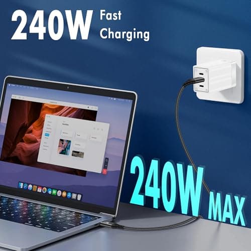 OCEEK Thunderbolt 5 Cable 3.3ft USB 4,High Speed USB-C Up to 120Gbps Bandwidth,240W PD3.1 Fast Charging,80Gbps Data Transfer,Compatible for Ultra MacBook Pro iPhone 17/16/15 Mac mini M4,16K Display - Thumbnail 4